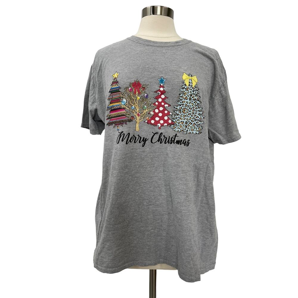 Gildan Christmas Tree Graphic T-Shirt SZ Women's X-Large